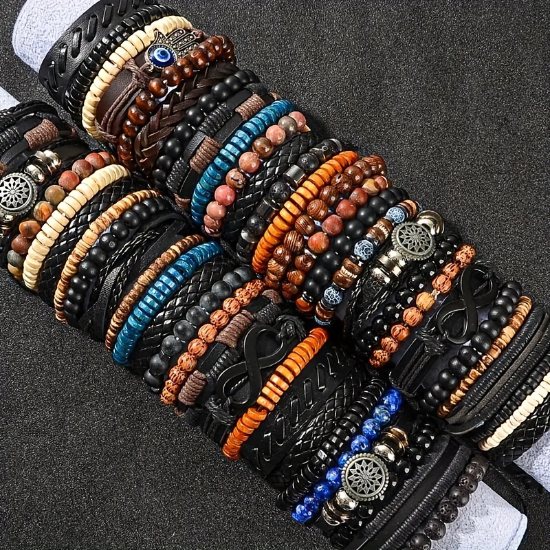 16pcs Random Men's Bangle Bracelet Set, Gift for Him
